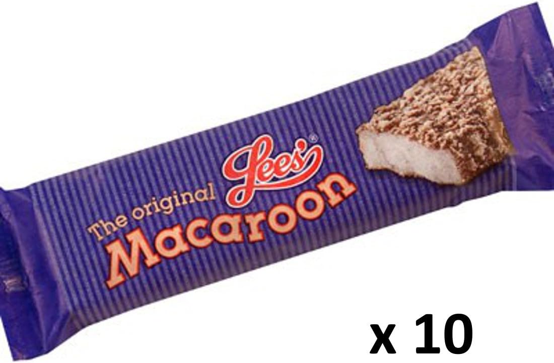 10 x Lee's Original Macaroon Bar 70g (Confectionery Bars) - fondant centre covered with chocolate flavoured coating and covered in roasted coconut crumbs