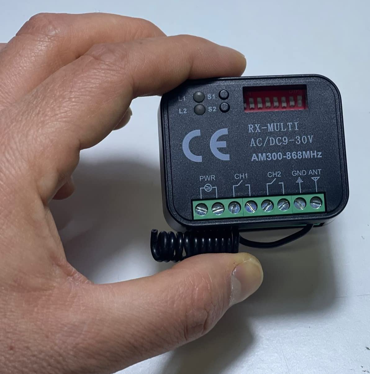 Ricevitore RX Universale Radio Ricevente 2 Canali 433 868 Mhz 12-30V AC DC Codice Fisso Rolling Code Automazione Multi