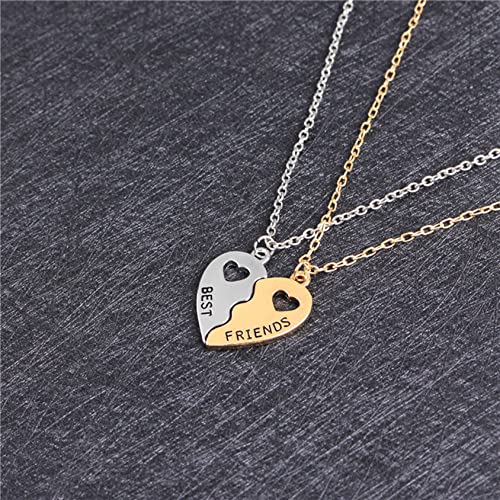 Ieakdcd Best Friends Hollow Heart-Shaped Stitching Matching Necklace Friendship Pendant Clavicle Chain Set For Women Girls(Silver) #TOP1