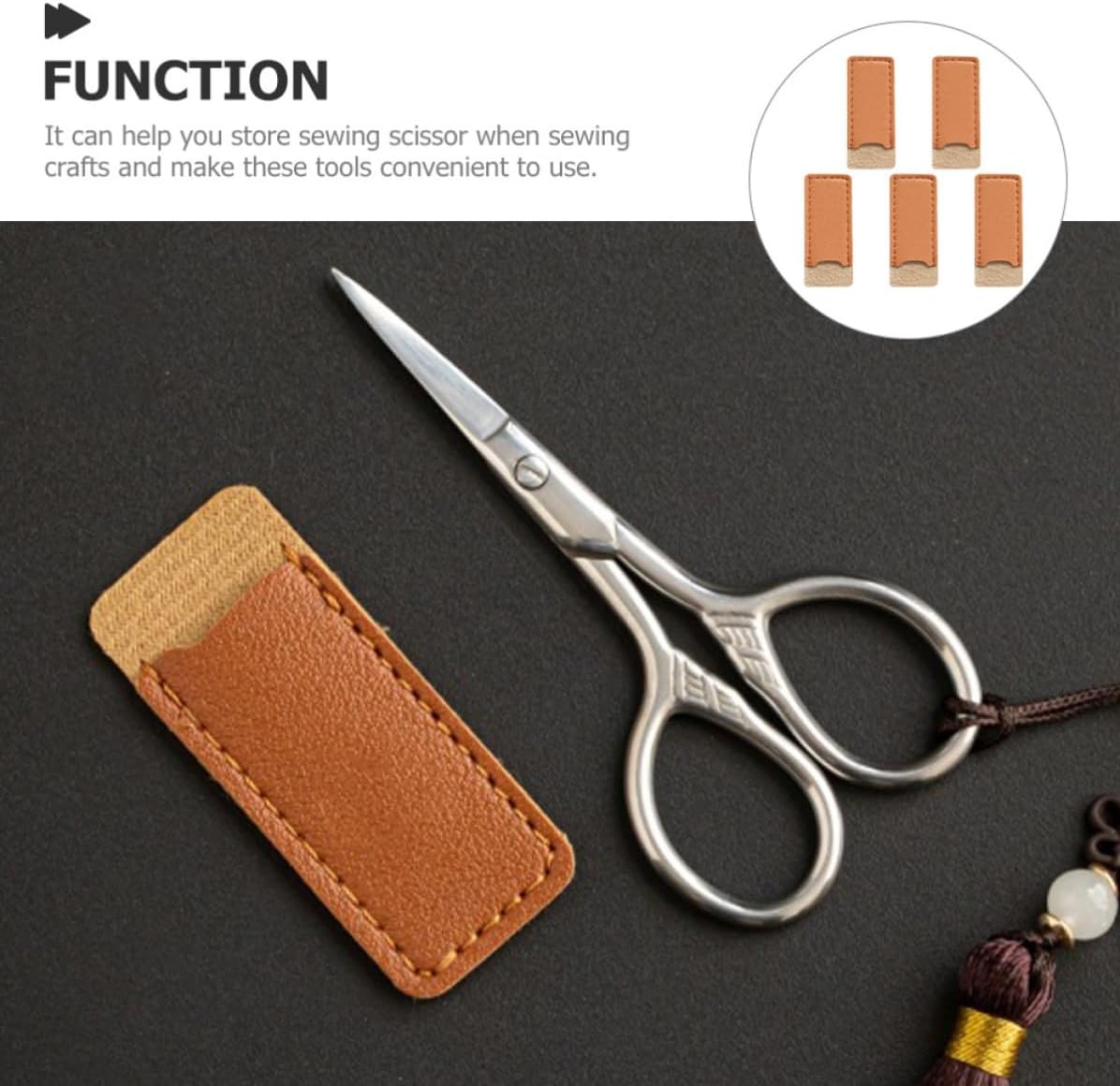 Leather Scissors Cover Protector Lightweight 5pcs, for Sewing Crafts image 4
