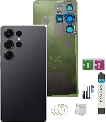 Galaxy S25 Ultra Back Glass Replacement for Samsung Galaxy S25 Ultra Back Cover Glass with Pre-Installed Tape and Camera Lens +Tools Titanium Black