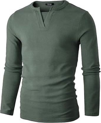 GIVON Mens Slim Fit Pullover V-Neck Sweater Cotton Long Sleeve Soft Stretch Fabric with Front Placket