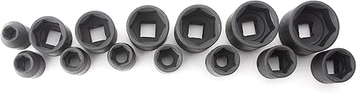 Miniatura 4 de VCT Juego de llaves de impacto poco profundas de 28 piezas de 1/2 pulgada métrica y mecánico automotriz SAE