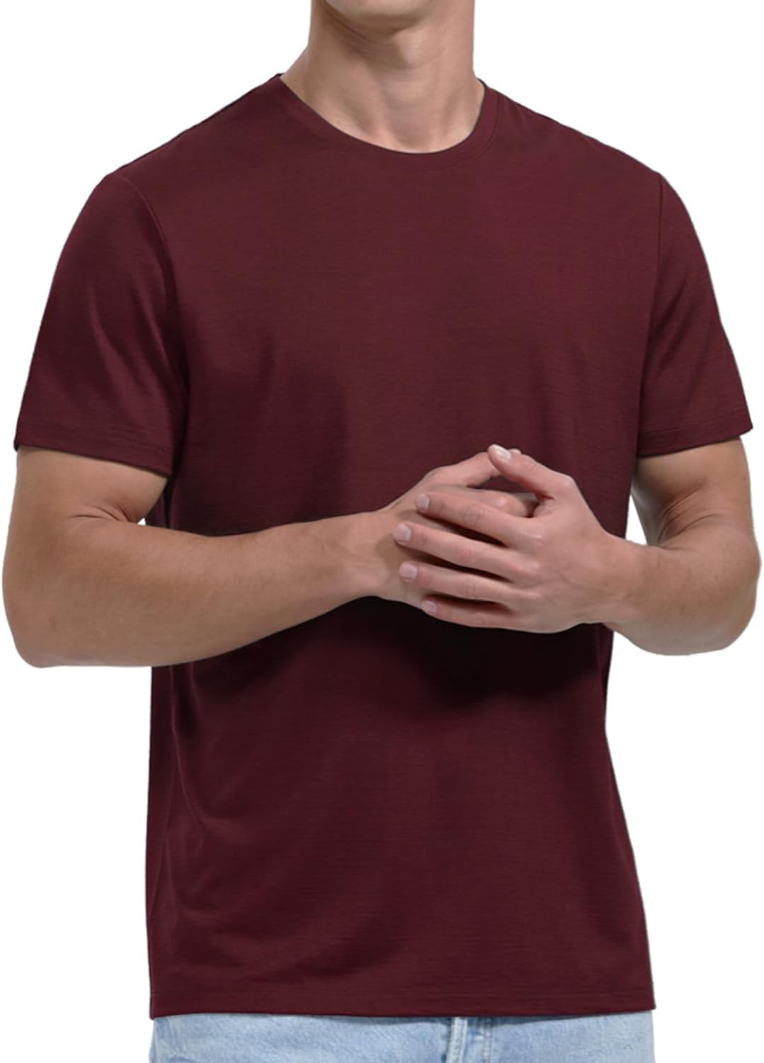 Merino Wool & Coolmax Hybrid-Tech Baselayer T-Shirt - Breathable, Quick-Dry, Odor-Resistant & Durable