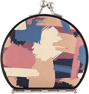 Colorful Brush Abstract Trendy Art Compact Makeup Mirror, Twin-Sided Cosmetic Mirror with 2 x 1x Magnification, Buckle Folding Mini Pocket Portable Hand Mirror