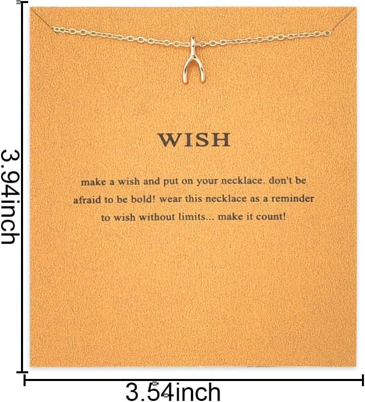 Golden Wishbone Necklaces for Women Girlfriend Anniversary Birthday Gift for Wife Bday Gift for Best Friend Sister Graduation Christmas Gifts for Daughter Granddaughter Wishbone Pendant Nekclace - Image 2