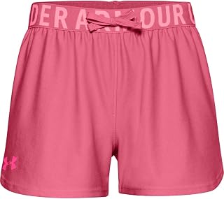 Under Armour Girls' Play Up Solid Workout Gym Shorts, Pink Lemonade (668)/Cerise, Youth M