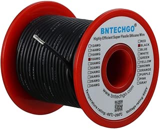 BNTECHGO 18 Gauge Silicone wire spool 100 ft Black Flexible 18 AWG Stranded Tinned Copper Wire - coolthings.us