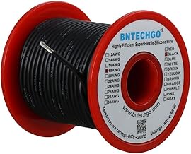 BNTECHGO 18 Gauge Silicone Wire Spool 100 ft Black Flexible 18 AWG Stranded Tinned Copper Wire