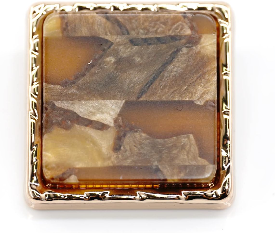 20 pcs Square Resin Mosaic Marbling Metal Shank Sewing Coat Buttons -22mm -8/9"