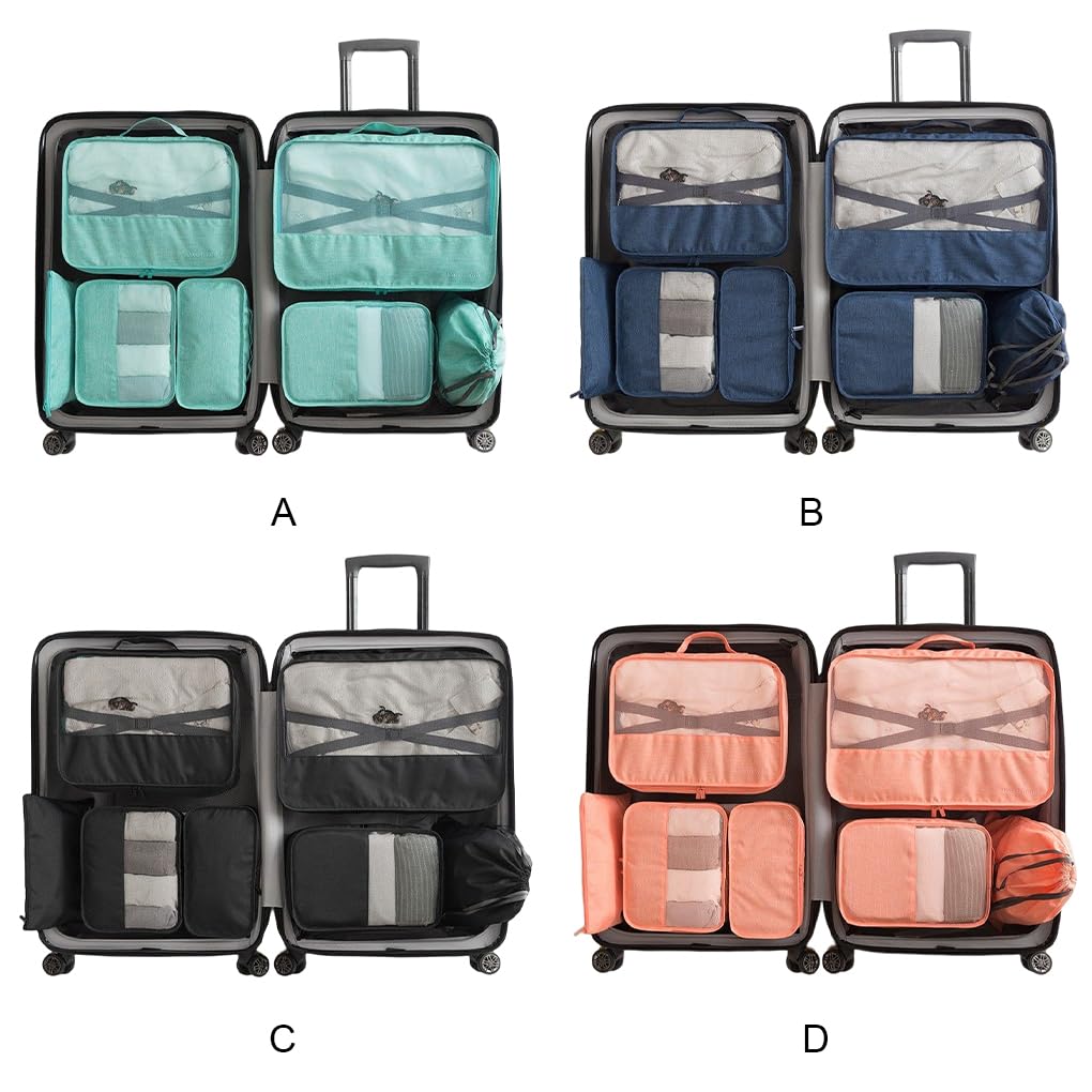 7 Pz/Kit Imballaggio Cubo Borsa Da Viaggio In Tessuto Non Tessuto Bagagli Vestiti Portatile Giacca Valigia Organizzazione Custodia Arancione