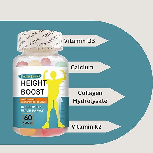 Miniatura 3 de Height Boost - Gomitas maximizadoras de crecimiento natural para niños y adolescentes - K2, calcio, vitamina D3 e hidrolizado de colágeno