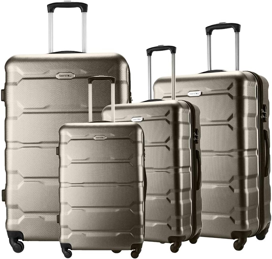 Luggage Sets 4 PCS Spinner Lightweight Suitacase Set with TSA Lock 18" 22" 26" 30" Brown