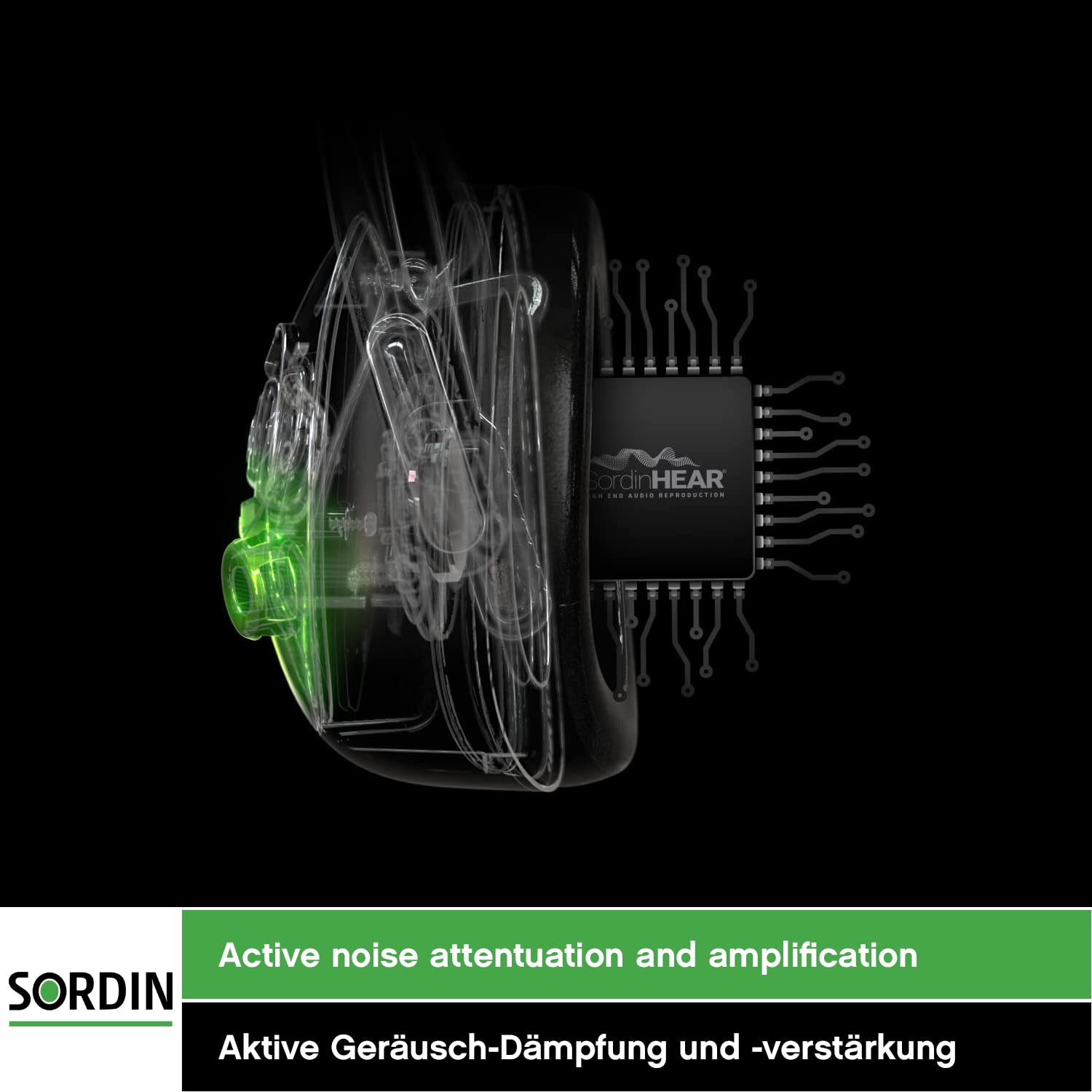 Sordin Pro-X Gehörschutz - aktiver Kapsel-Gehörschützer - graues Kopfband mit Flagge - USA-Version