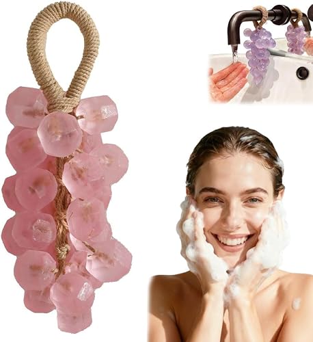 Ydner Grape Soap on a Rope, Handmade Grape Cluster Shaped Soap for Hands & Face,