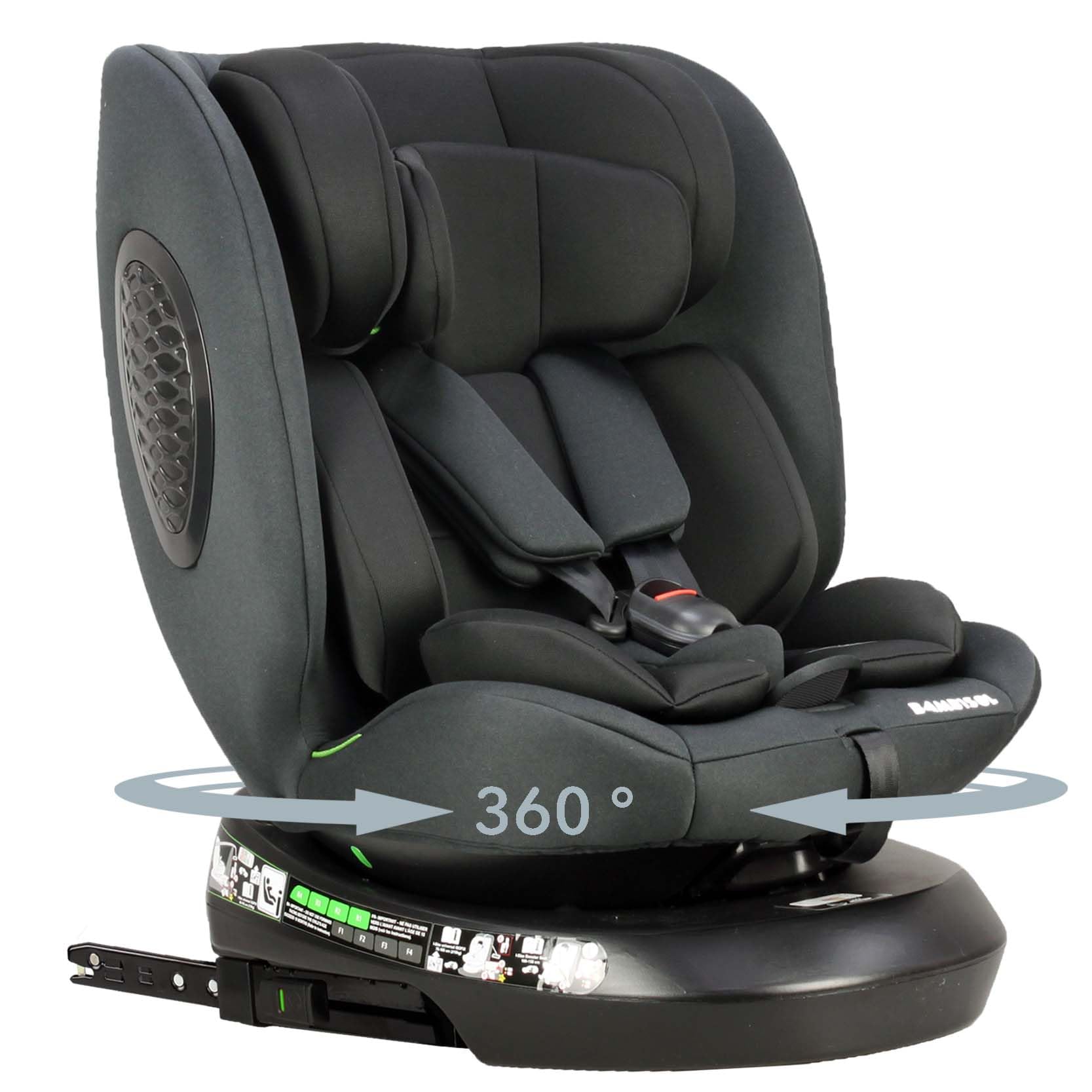 Bambisol - Siege Auto Rotatif 360° - Evolutif Rehausseur - Isofix I-Size ECE129/03-40cm (Naissance) à 150 cm (environ 12 ans - 36 kg)