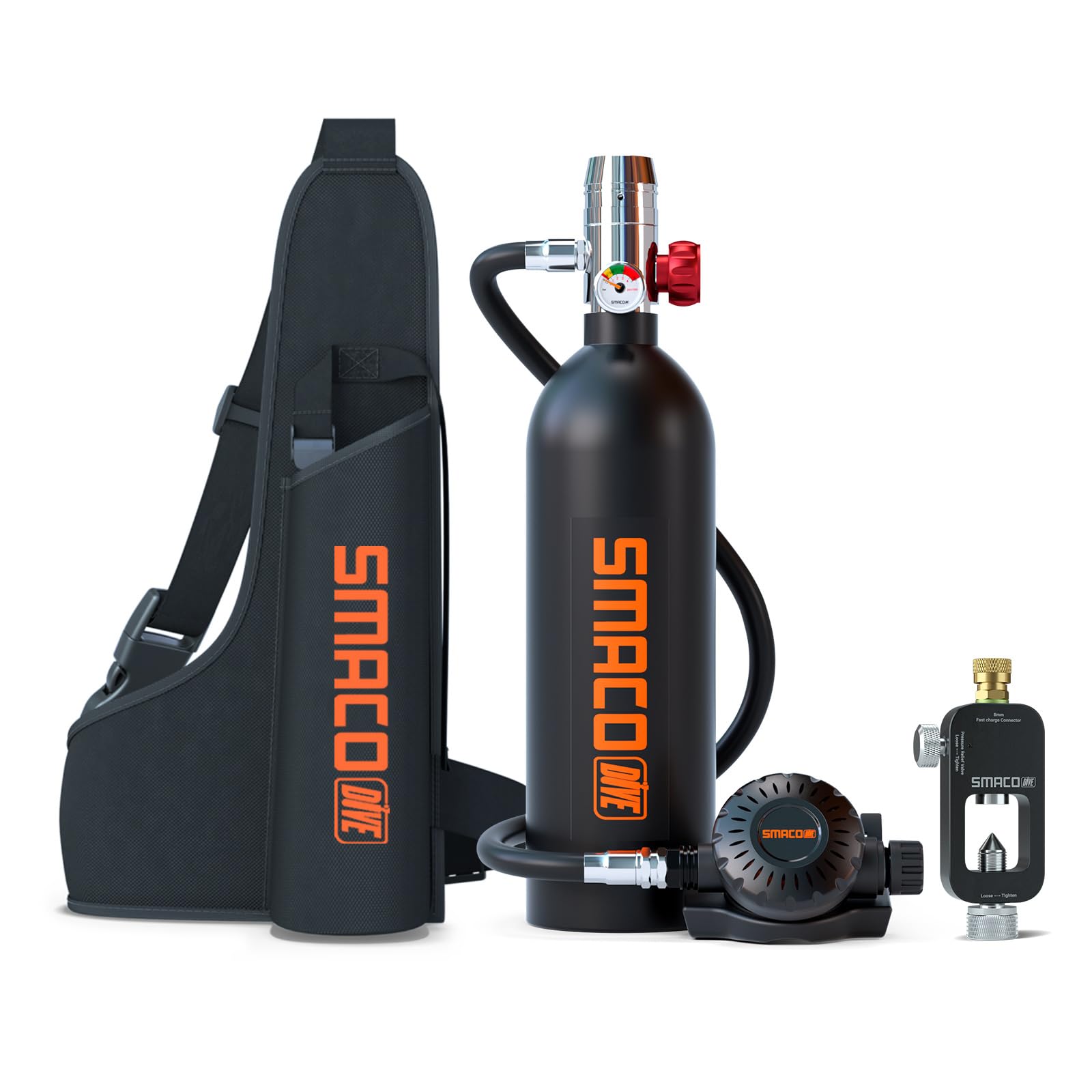 SMACOMini Scuba Tank 1L Small Diving Tank up to 20 Minutes Dive Time Portable Lung Air Tank Diving Oxygen Cylinder Kit for Underwater Exploration Emergency Rescue Pony Bottle S400
