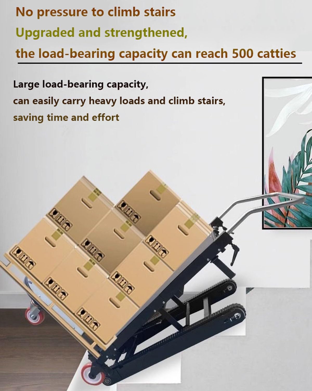 Montascale Tipo Cingolato,Carrello Saliscale Pieghevole Con Cingoli In Gomma,Montascale Elettrico Cingolato,Con Maniglia Telescopica,Batteria Rimovibile Da 48 V/18 A,500W