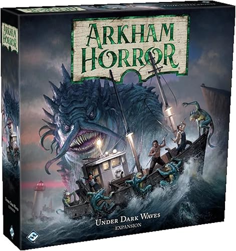 Asmodee Arkham Horror Under Dark Waves - Expansión del juego de mesa - Nuevas ubicaciones, investigadores y terror, juego de misterio cooperativo,