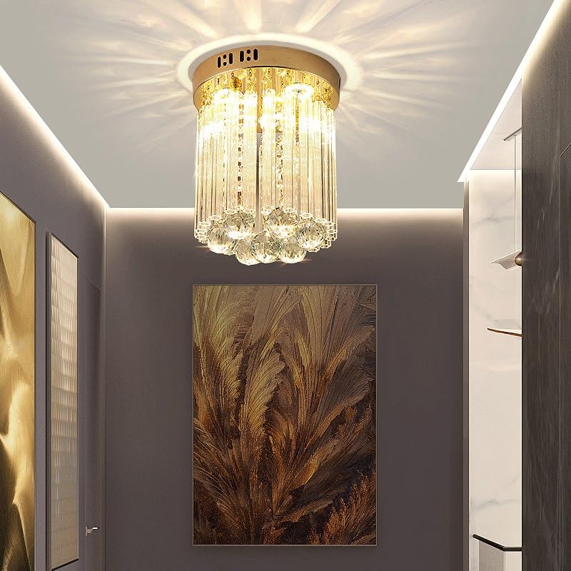 Lámparas de techo de lujo de metal y cristal E14 para decoración interior 4