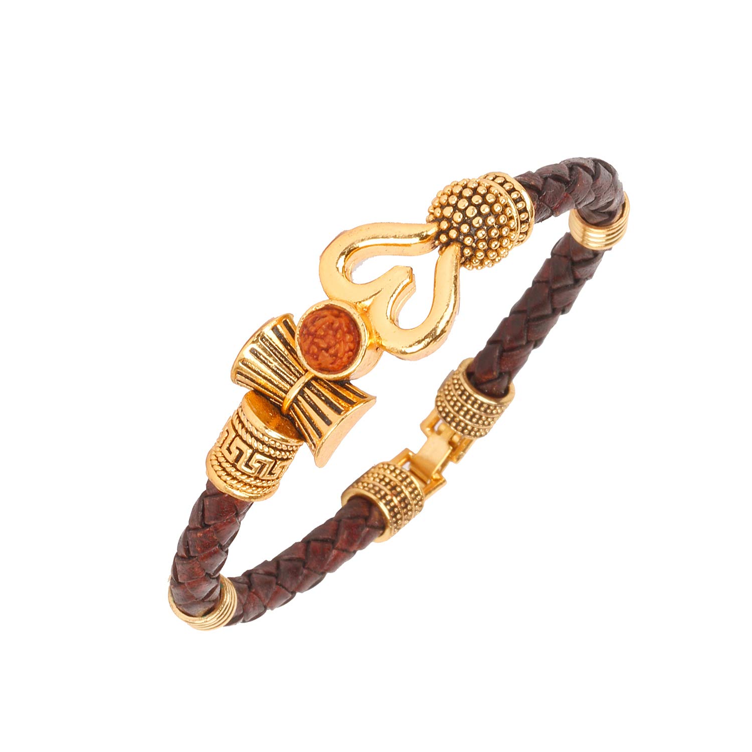 Shining Jewel - By Shivansh Gold Healing And Powerful Adjustable Leather Bracelet For Men (Sj_3324) (B08QFY6QZZ) Amazon Price History, Amazon Price Tracker