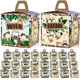 24 Pcs Jungle Mouse Safari Party Gift Candy Treat Goodie Box, Tropical Safari Animal Let's Go Wild One Birthday Gender Reveal Decorations Supplies