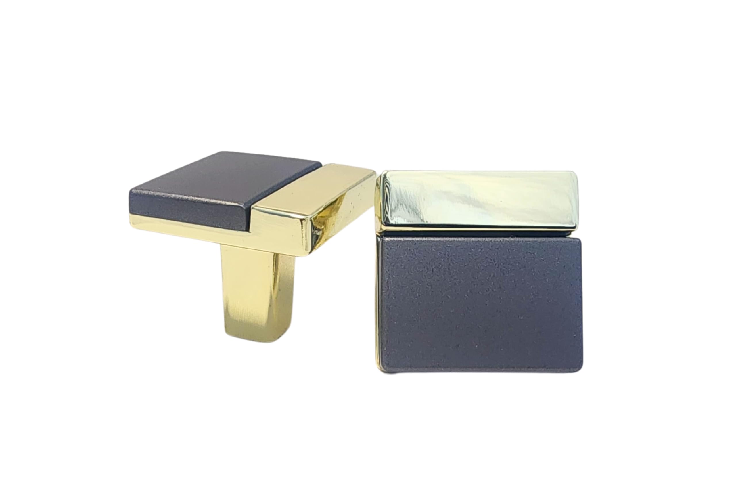 CAYBO 10 Pack Gold and Grey Cabinet Knobs Kitchen Cabinets Handles Zinc Alloy Cabinet Hardware Drawers pulls for Cupboard Dresser Closet(10, Gold Grey, Square)