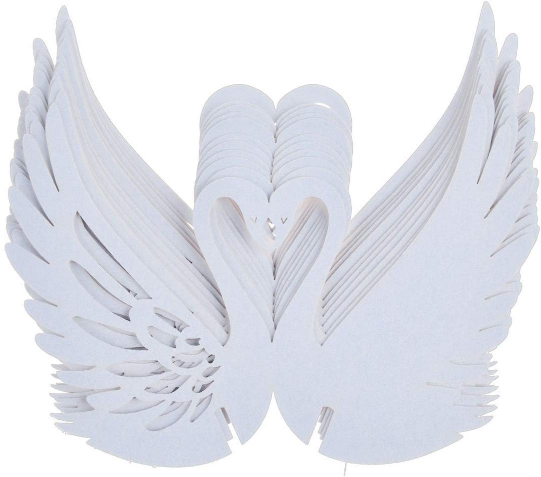 Inzopo Approx.50pcs Wedding Table Wine Glass Place Name Cards Swan Shape (White)