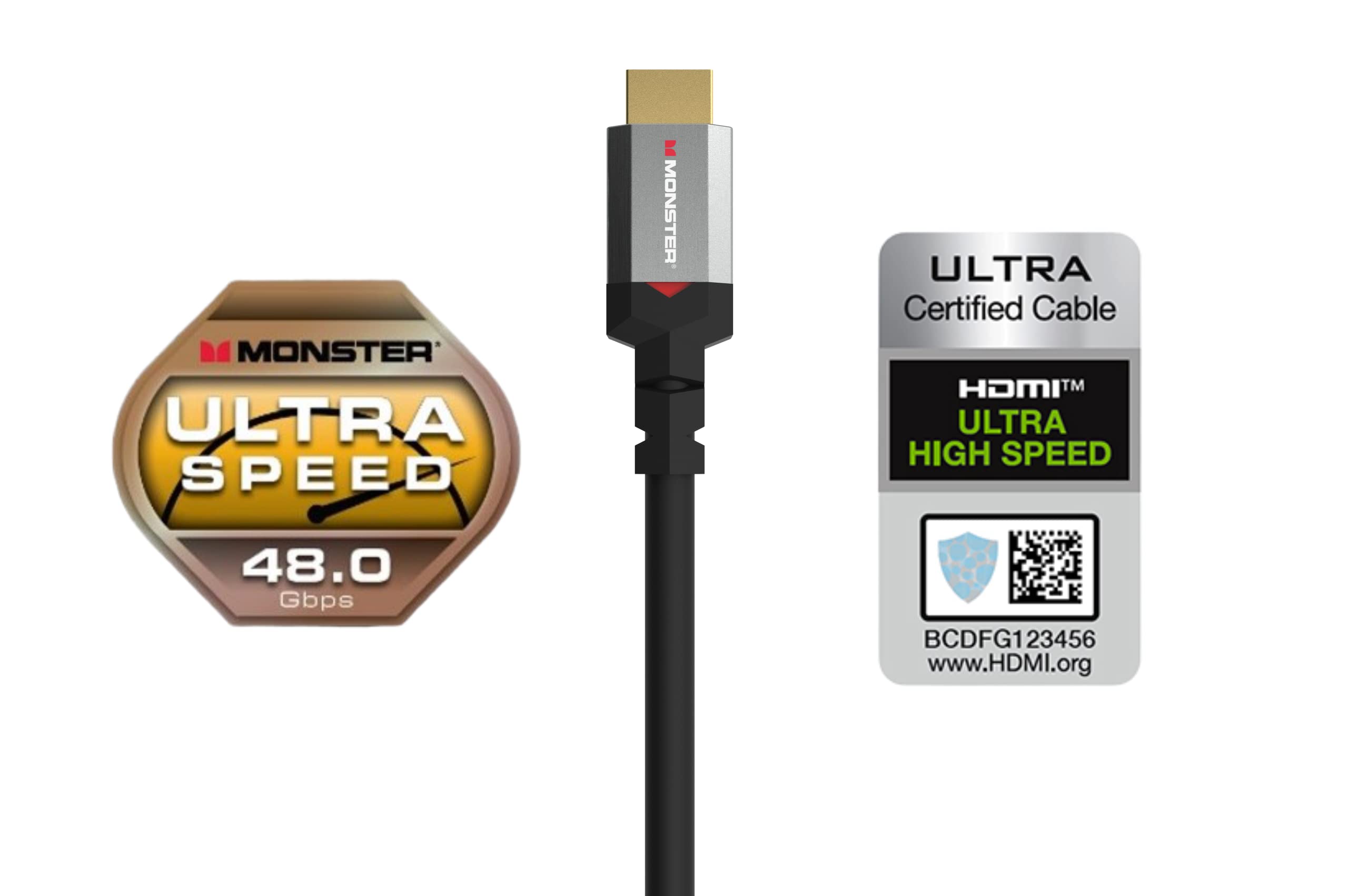 Monster Essentials - Cavo HDMI 1,8 m, cavo HDMI ultra HD 8K con Ethernet, ultra velocità 48 Gbps, cavo video HDR, contatti in oro 24 K, compatibile con PS5/PS4/XBOX X/XBOX ONE
