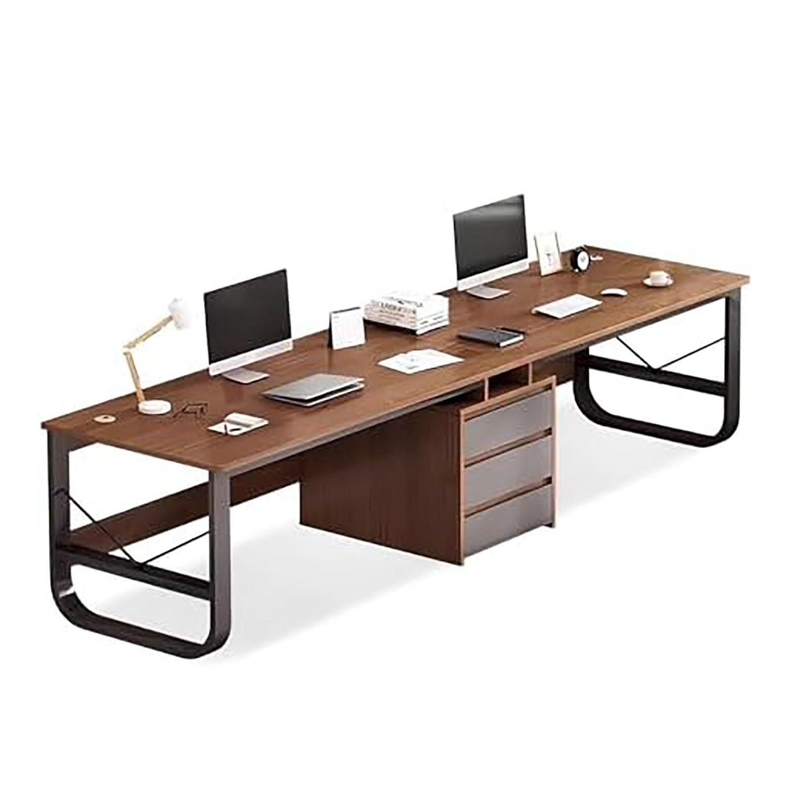 Bureau informatique de 240 cm chêne pour installer deux ordinateurs - 7