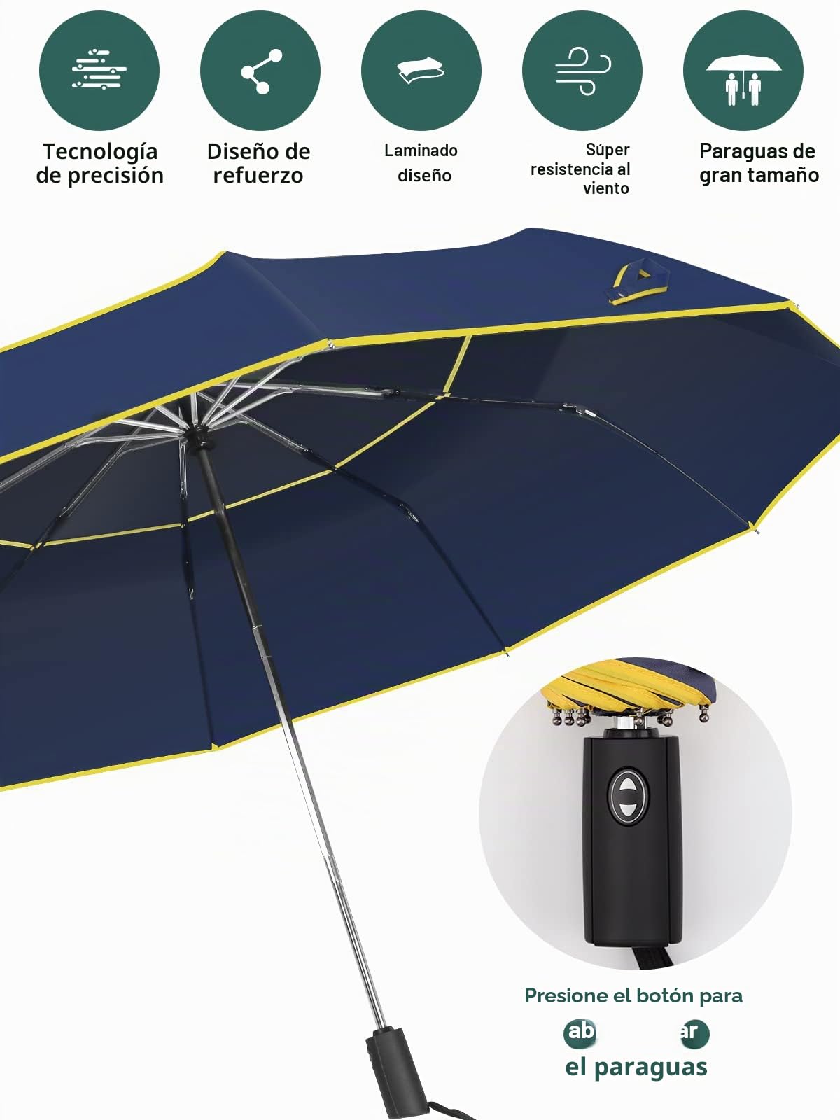 Kalolary Paraguas automático paraguas de golf extra grande, plegable paraguas a prueba de tormentas a prueba de viento impermeable doble toldo protector solar
