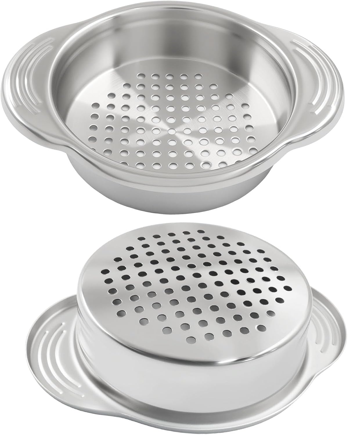 2 Pcs Tuna Can Strainer, Food-Grade Stainless Steel Can Strainer Press, Canning Colander for Tuna, Beans, Vegetables, Dishwasher Safe (Silver)