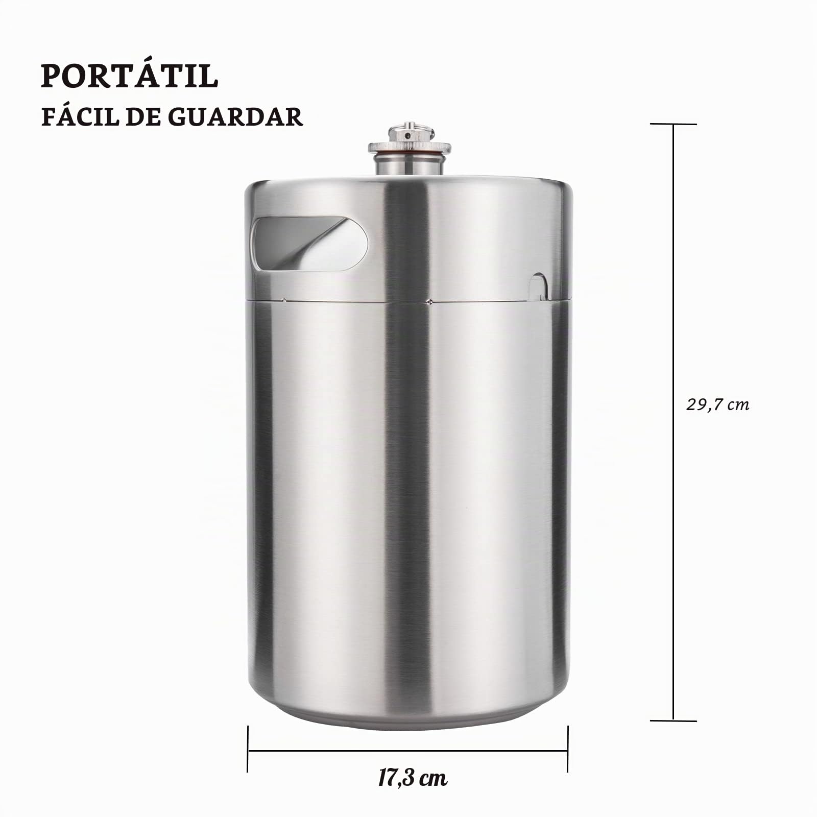 TMCRAFT Barril portátil de acero inoxidable de 5 litros con tapa helicoidal hexagonal para cerveza elaboración casera
