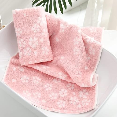 Miniatura 5 de sense gnosis Juego de 2 toallas de mano color rosa súper suaves 100% algodón, diseño floral Sakura, súper suaves, altamente absorbentes, toallas de