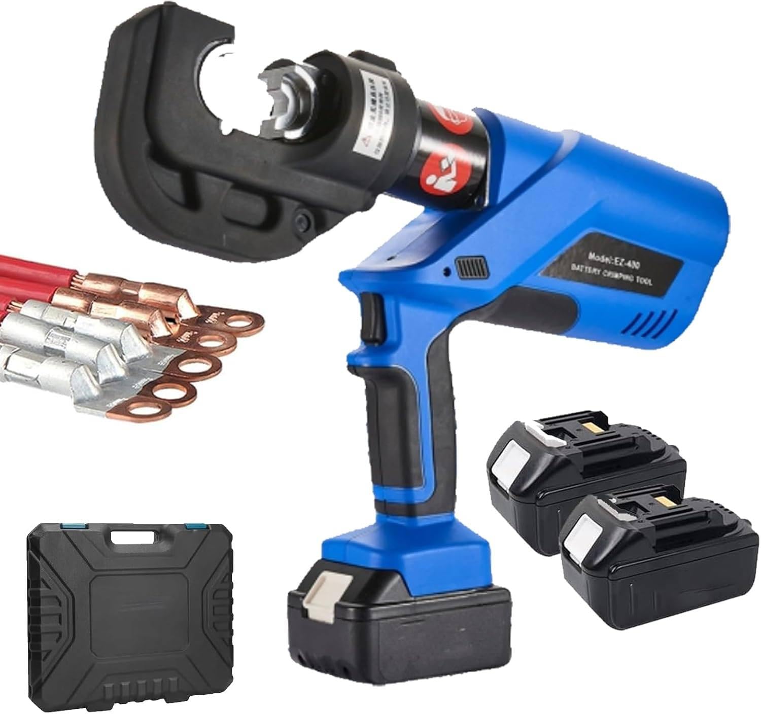 Herramientas de crimpado hidráulicas recargables de 18 V, alicates de 120 KN para terminales de cobre y aluminio, incluye batería de litio de 4 Ah, diseño compacto de 420 x 290 mm