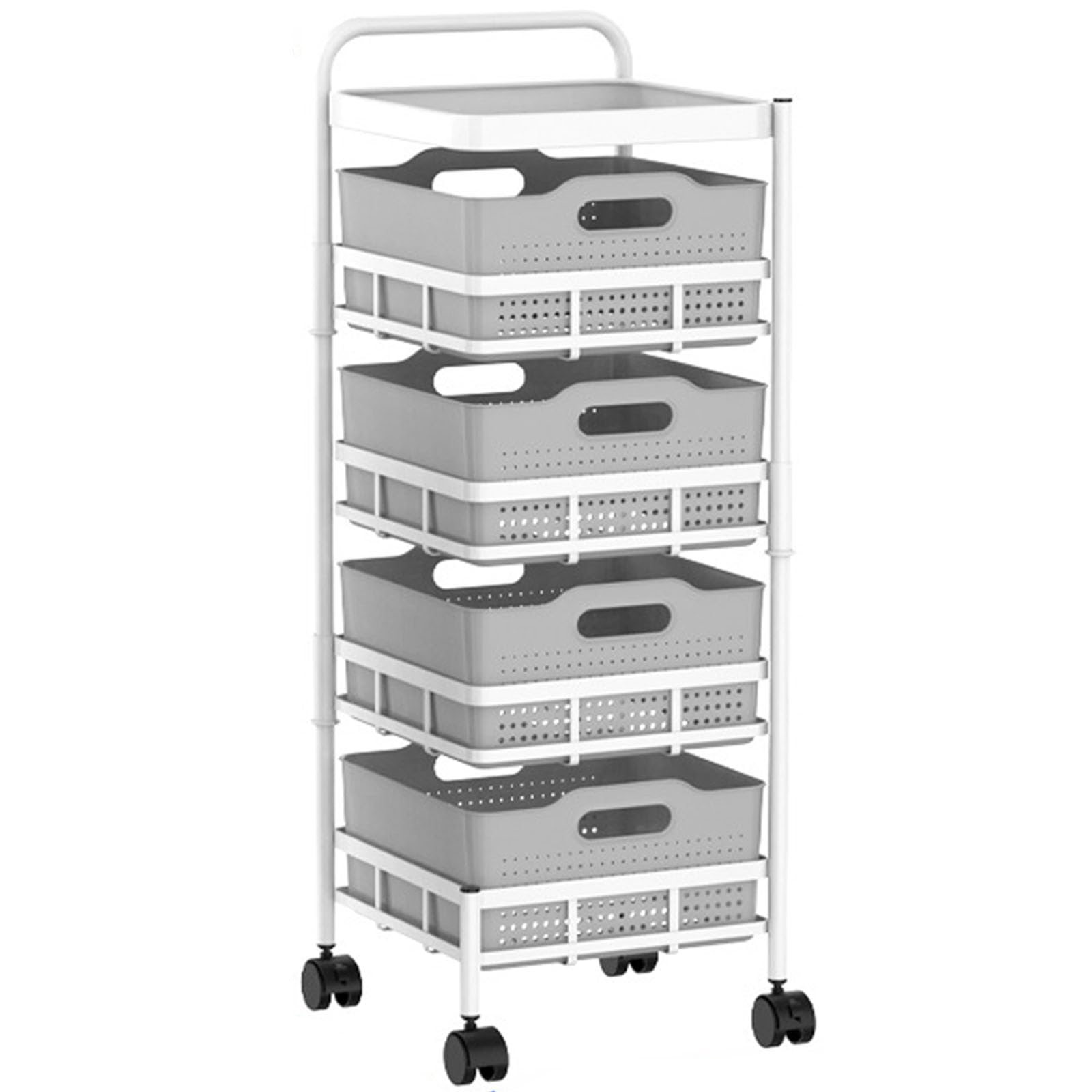 Eiwitany The Rotatable Kitchen Trolley Is Layered for Storage and Easy Access. It Can Store Toys, Fruits and Vegetables, Daily Necessities, Etc. (four layers)