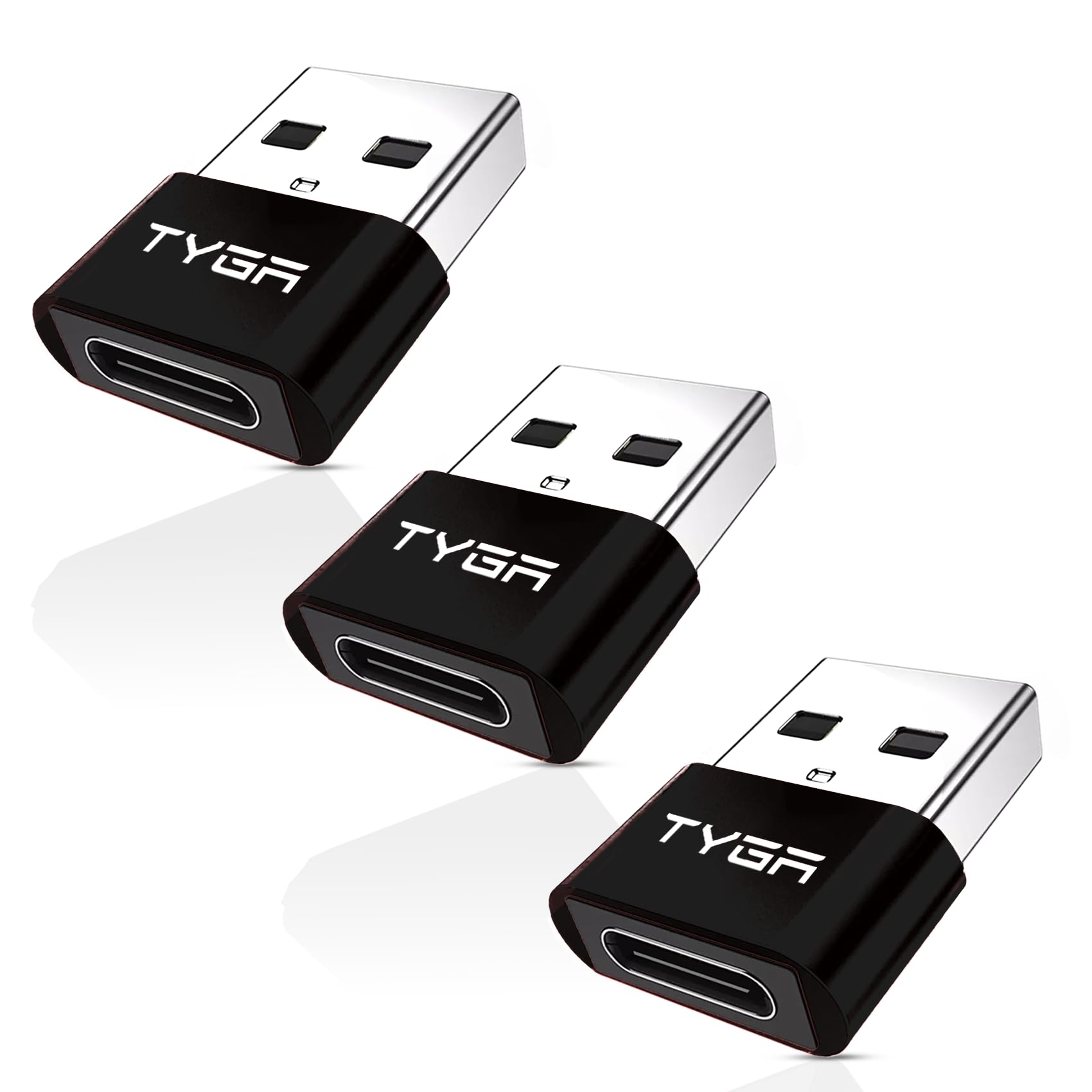 3 Piezas Adaptador Otg Usb Hembra A Tipo C Macho Convertidor Color Negro