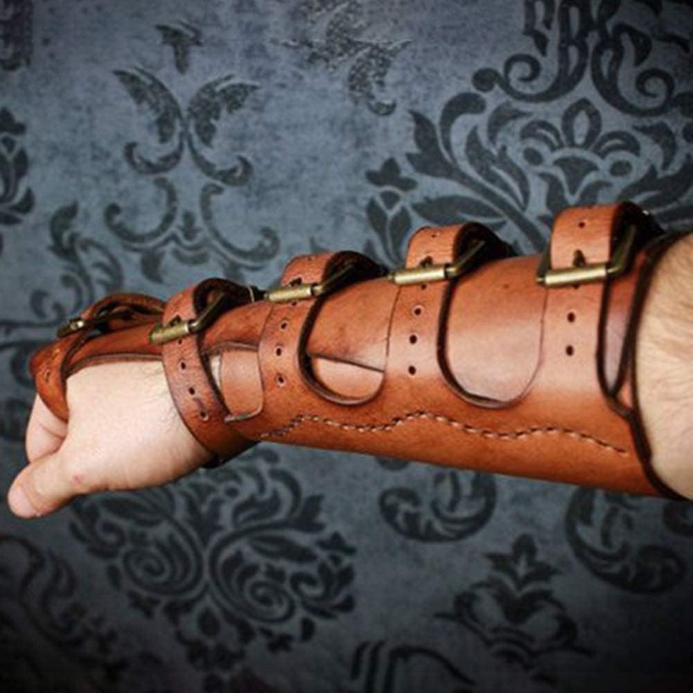 Syktkmx Gauntlet Wristband Medieval Vambrace Arm Cuff Armor Buckled Punk Gothic Faux Leather Costume Bracer - Image 5