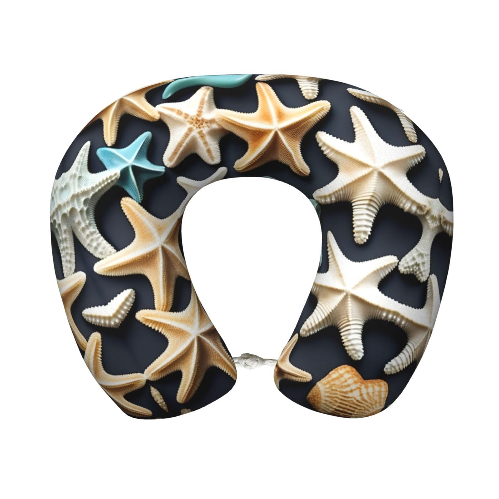 Oreiller de voyage mousse mémoire coquillages motif marin doux
