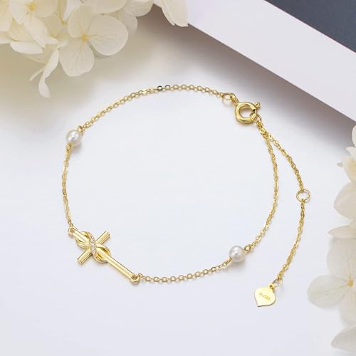 Miniatura 4 de Pulsera de oro de 14 quilates con dijes de oro real, joyería de Navidad, regalos para mujeres y niñas
