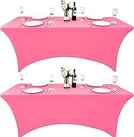 Vista 39 de Paquete de 2 Cubiertas de Mesa de Spandex de 4 pies para Mesas Plegables Rectangulares - Manteles Elásticos Ajustados Resistentes a las Arrugas