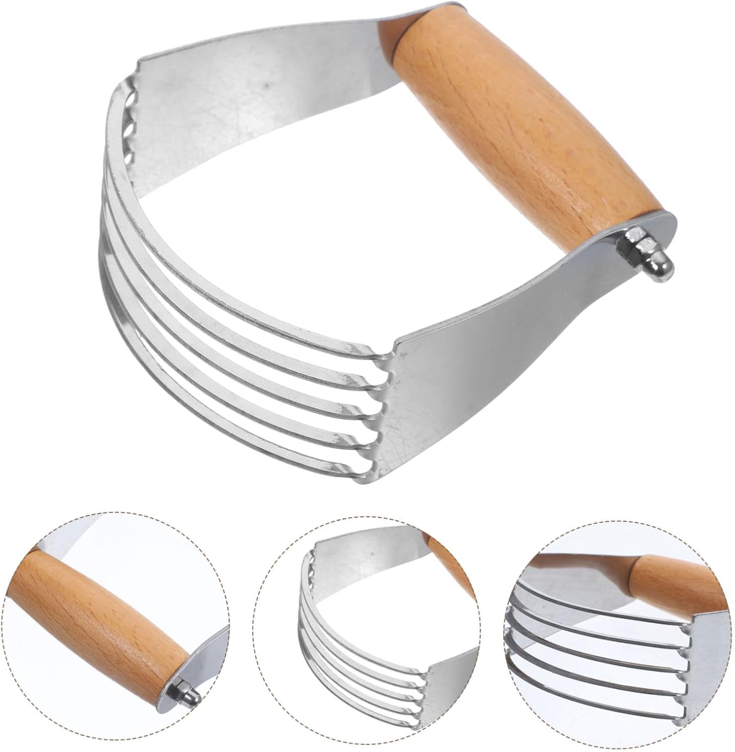 Stainless Steel Pastry Cutter with Wooden Handle Dough Scraper Tool for Baking Pizza and Cake Preparation The Kitchen