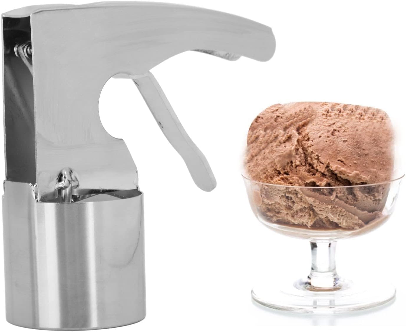 Old Time Ice Cream Scooper, Stainless Steel Ice Cream Scooper with Trigger Release, Easy Release Adjustable Thickness for Mashed Potatoes Ice Cream 5.71 * 6.31in