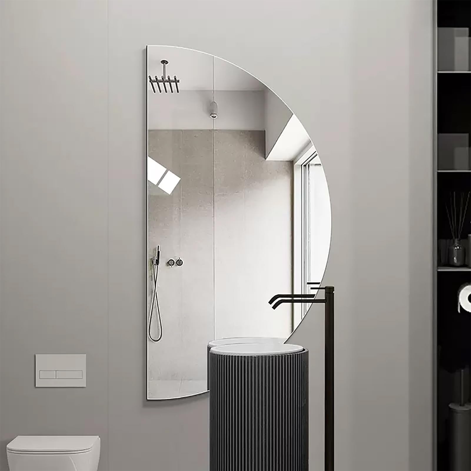 Miroir de maquillage demi-rond mural à intensité variable sans cadre