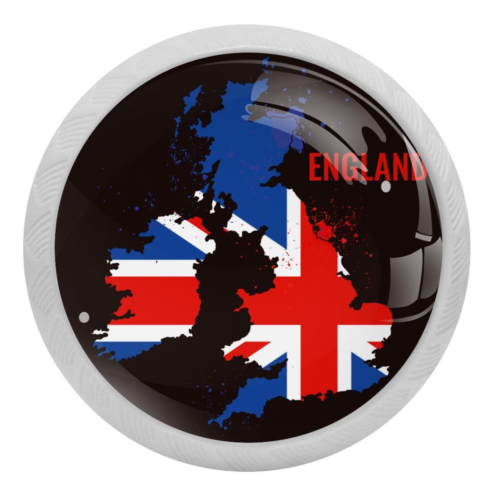 Boutons de placard de cuisine en verre fluorescents pour tiroir de commode design Union Jack