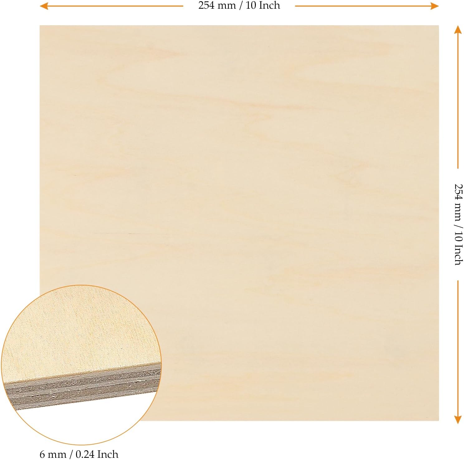 MUKCHAP 20PCS 10 x 10 x 1/4 Inch Square Plywood Boards, 6mm Unfinished Basswood Sheets, Craft Wood Sheets for DIY Crafts, Drawing