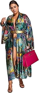 Kimono Cardigan for Women Long Boho Satin Kimono Robes Plus Size Open Front Beach Swimsuit Cover Ups Lightweight Duster - Buy now