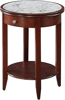 Convenience Concepts American Heritage Baldwin End Table with Drawer, Mahogany / Faux Marble