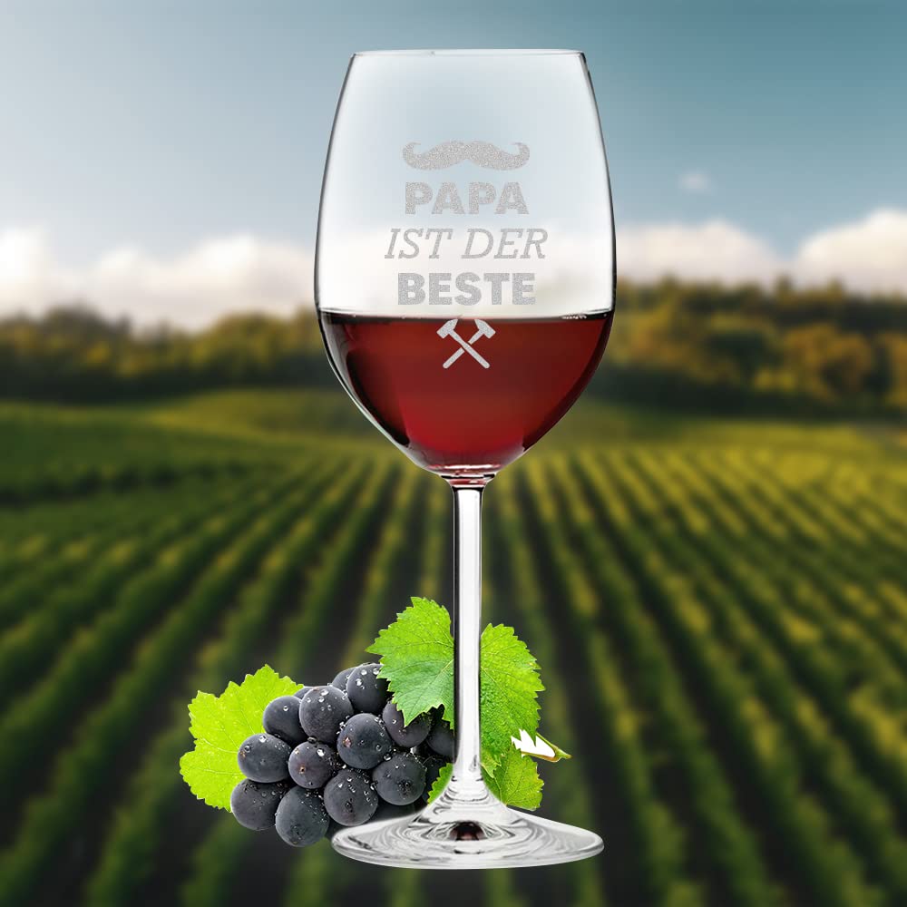 Leonardo Verre à Vin Avec Gravure - Papa Chien Avec Préférence Pour Le