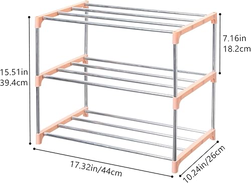 Miniatura 74 de Zapatero pequeño apilable, entrada, pasillo y armario, ahorra espacio de almacenamiento y organización (4 niveles, azul)